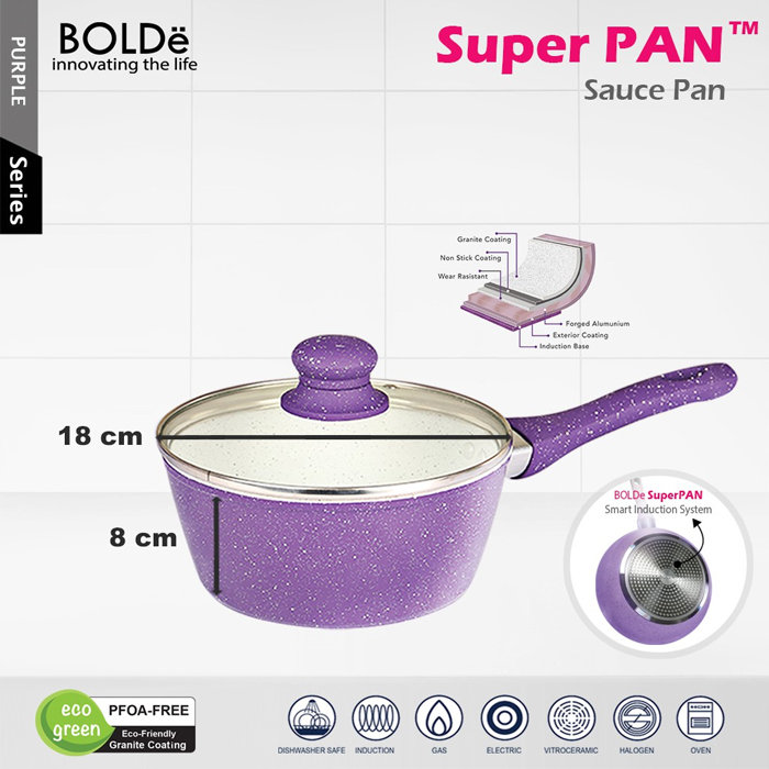 Bolde Pan Super Pan Sauce Pan 18CM - Purple